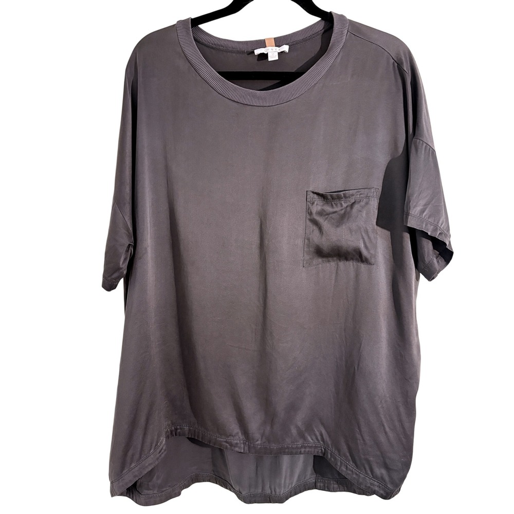 Lunya Washable Silk Tee Short Pajama Set - Eclipse Grey Medium luxury - Picture 2 of 6